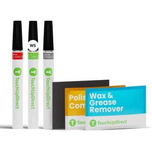 imageTouchUpDirect Car Paint Touch Up Brush Kit  Compatible with Ford WS White Suede Exact Match Auto Paint Kit with Primer Car Color and Clearcoat for Repainting and Scratch Repair Platinum Kit